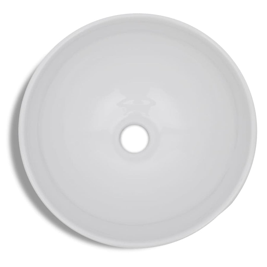 Badkamerwastafel Met Mengkraan Rond Keramiek Wit 325 x 140 mm