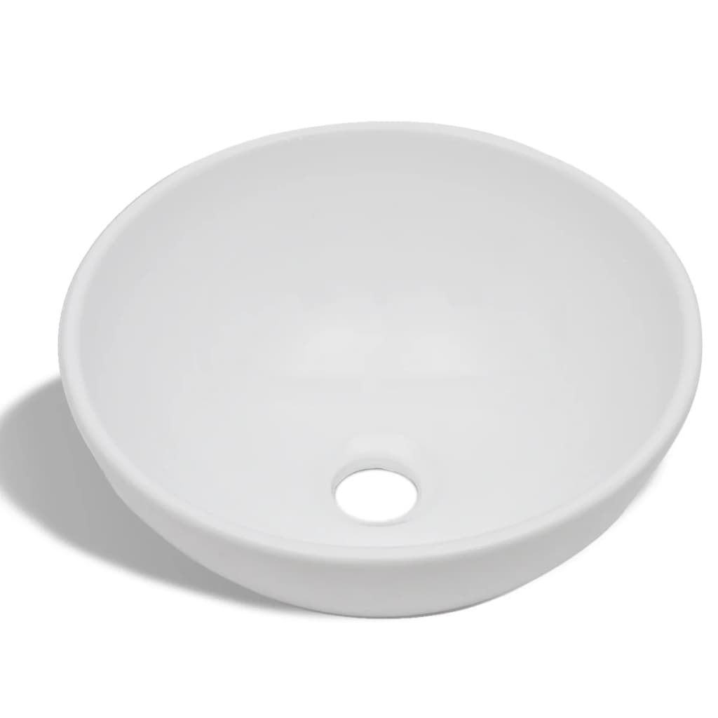 Badkamerwastafel Met Mengkraan Rond Keramiek Wit 325 x 140 mm