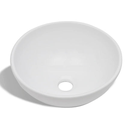 Badkamerwastafel Met Mengkraan Rond Keramiek Wit 325 x 140 mm