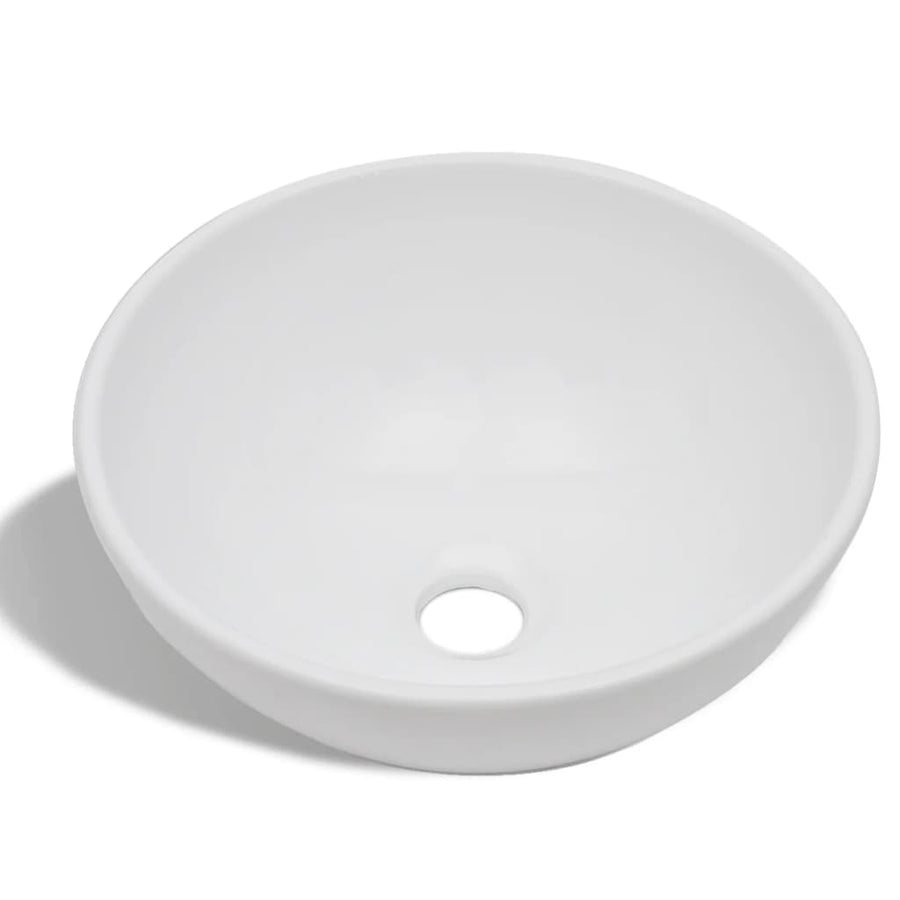 Badkamerwastafel Met Mengkraan Rond Keramiek Wit 325 x 140 mm