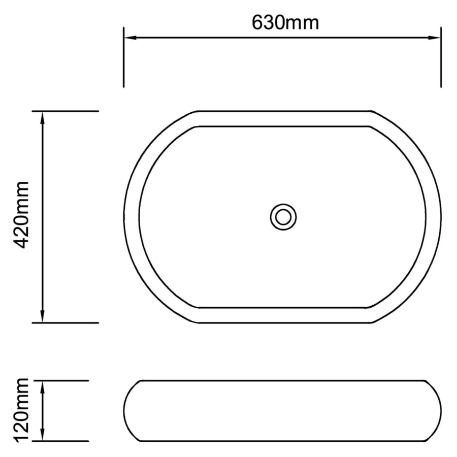 Badkamerwastafel met mengkraan ovaal keramiek wit 630 x 420 x 120 mm