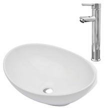 Badkamerwastafel Met Mengkraan Ovaal Keramiek Wit 400 x 330 x 135 mm