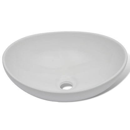 Badkamerwastafel Met Mengkraan Ovaal Keramiek Wit 400 x 330 x 135 mm