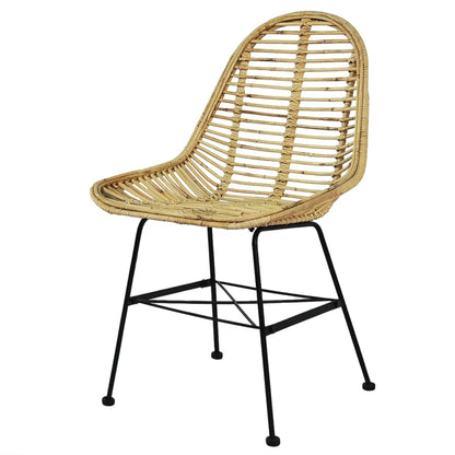 Eetkamerstoelen rattan natuurlijk 6 st