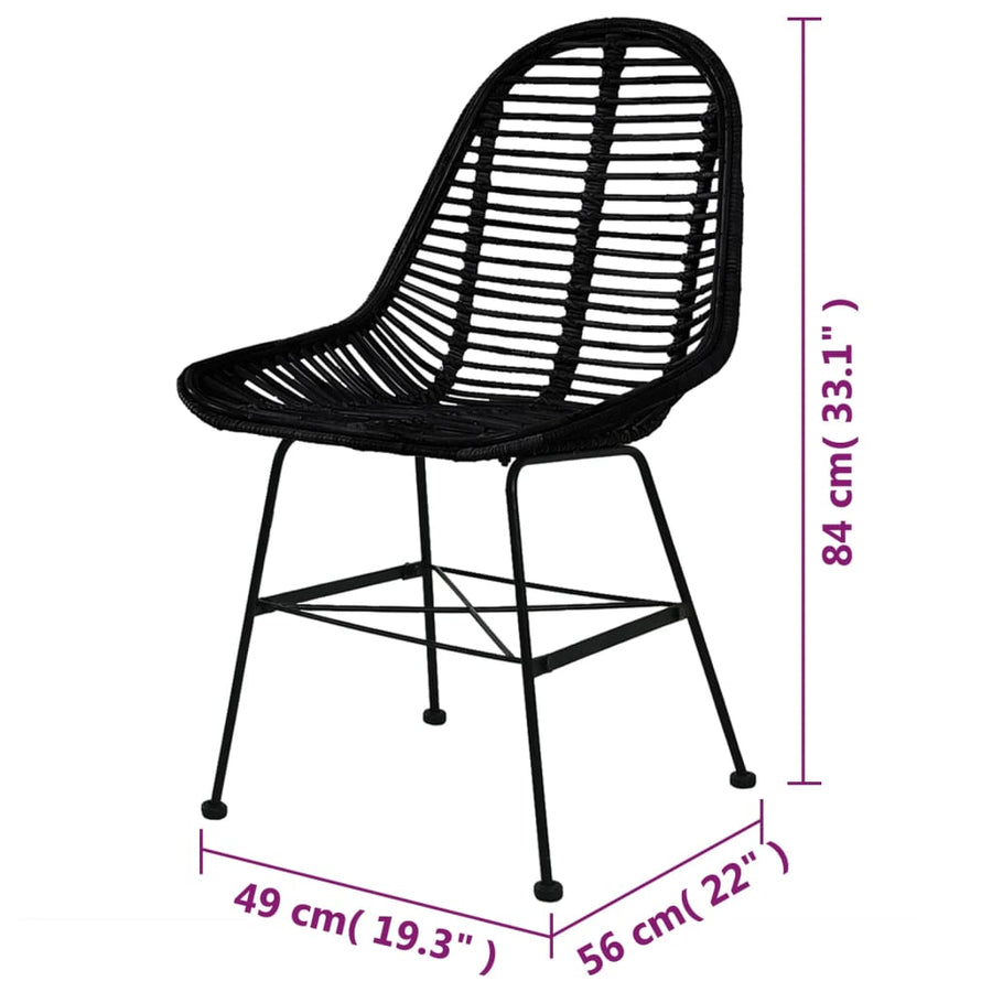 Eetkamerstoelen Natuurlijk Rattan 6 Zwart
