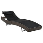 Ligbed poly rattan bruin met kussen