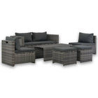 Loungeset poly rattan grijs met kussens