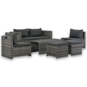 Loungeset poly rattan grijs met kussens
