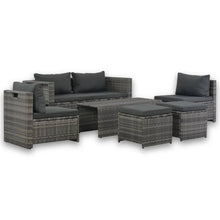 Loungeset Met Kussens Poly Rattan Grijs