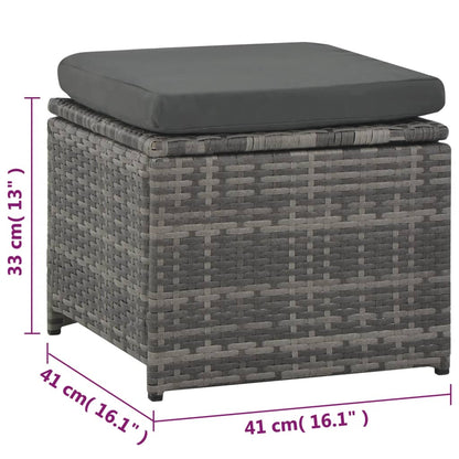 Loungeset Met Kussens Poly Rattan Grijs