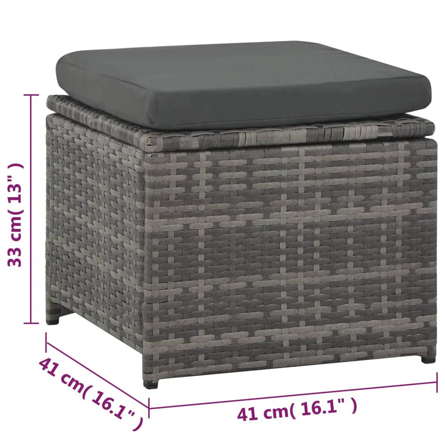 Loungeset Met Kussens Poly Rattan Grijs