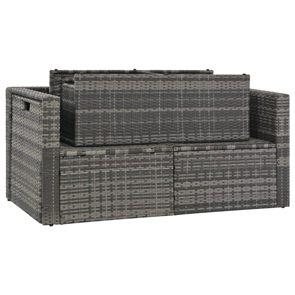 Loungeset Met Kussens Poly Rattan Grijs
