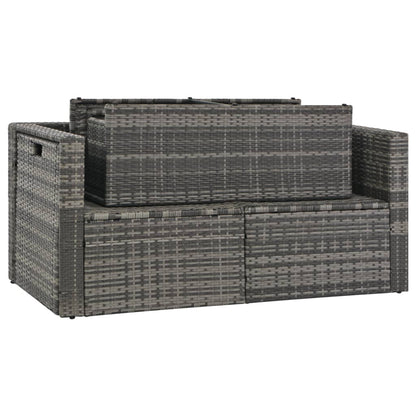 Loungeset Met Kussens Poly Rattan Grijs