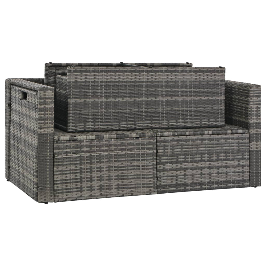 Loungeset Met Kussens Poly Rattan Grijs