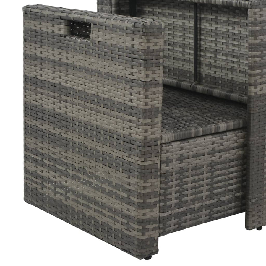 Loungeset Met Kussens Poly Rattan Grijs
