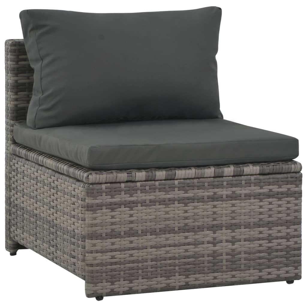 Loungeset Met Kussens Poly Rattan Grijs