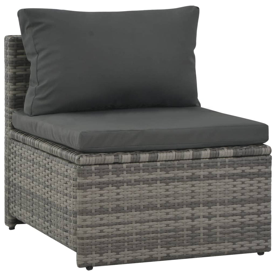 Loungeset Met Kussens Poly Rattan Grijs