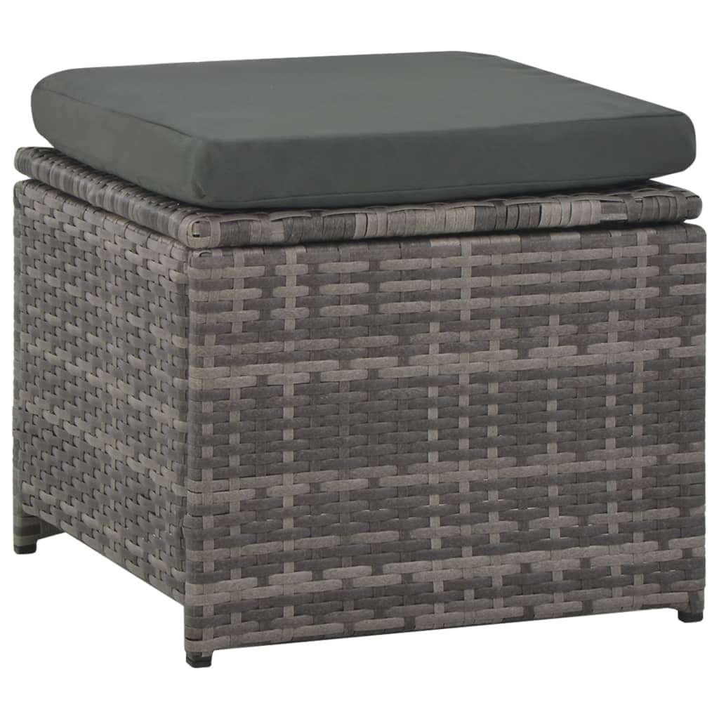 Loungeset Met Kussens Poly Rattan Grijs