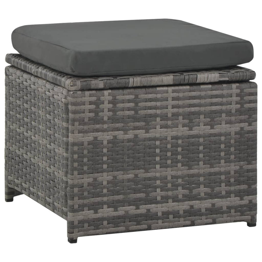 Loungeset Met Kussens Poly Rattan Grijs