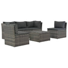 Loungeset Met Kussens 4-Delig Poly Rattan Grijs