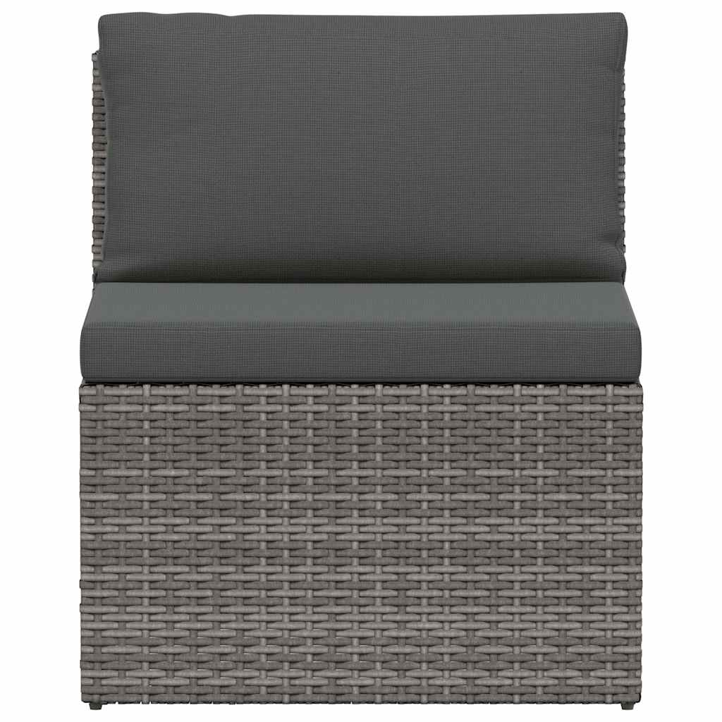 Loungeset Met Kussens 4-Delig Poly Rattan Grijs