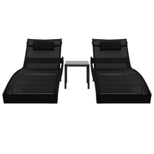 Ligbedden Met Tafel Poly Rattan En Textileen Zwart