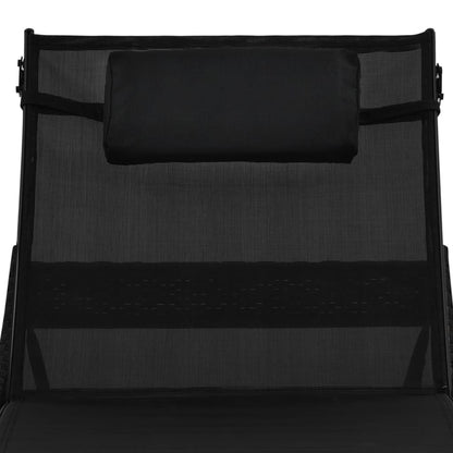 Ligbedden Met Tafel Poly Rattan En Textileen Zwart