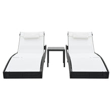Ligbedden Met Tafel Poly Rattan En Textileen Zwart en wit