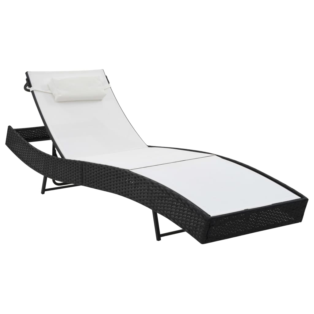 Ligbedden Met Tafel Poly Rattan En Textileen Zwart en wit