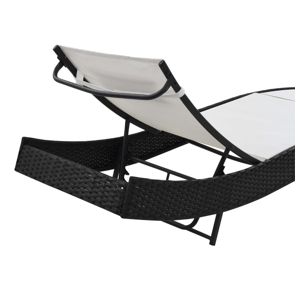 Ligbedden Met Tafel Poly Rattan En Textileen Zwart en wit