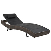Ligbed poly rattan textileen bruin 213x70x(40-91.5) cm