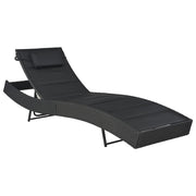 Ligbed poly rattan textileen zwart 213x70x40-91.5 cm