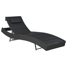 Ligbed Poly Rattan En Textileen Zwart