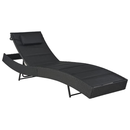 Ligbed Poly Rattan En Textileen Zwart