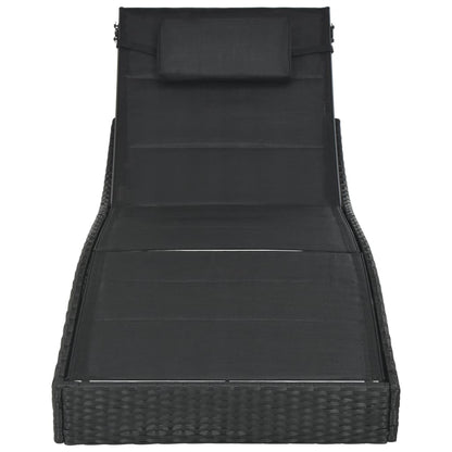 Ligbed Poly Rattan En Textileen Zwart