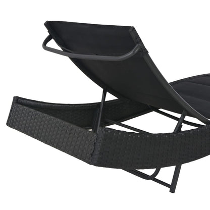 Ligbed Poly Rattan En Textileen Zwart