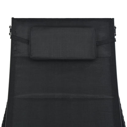 Ligbed Poly Rattan En Textileen Zwart