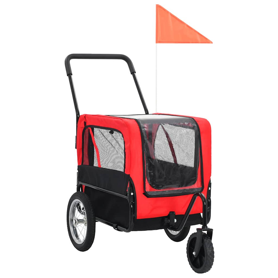 Huisdierenfietskar En Joggingbuggy 2-In-1 Rood en zwart