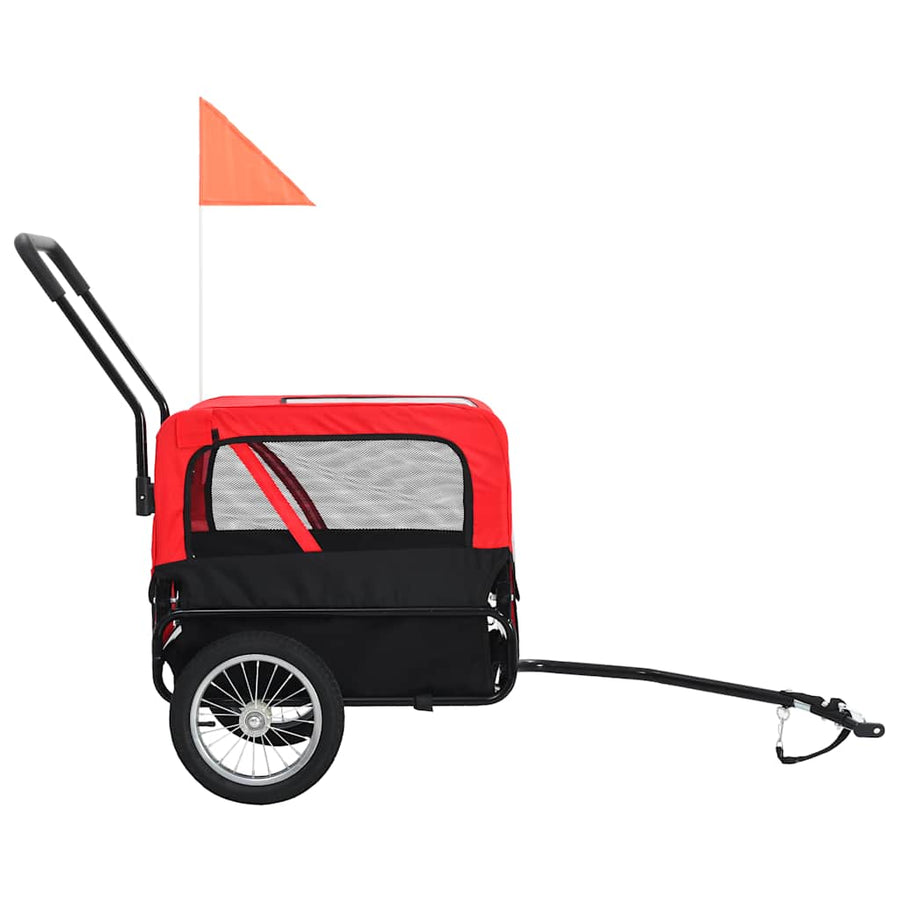 Huisdierenfietskar En Joggingbuggy 2-In-1 Rood en zwart