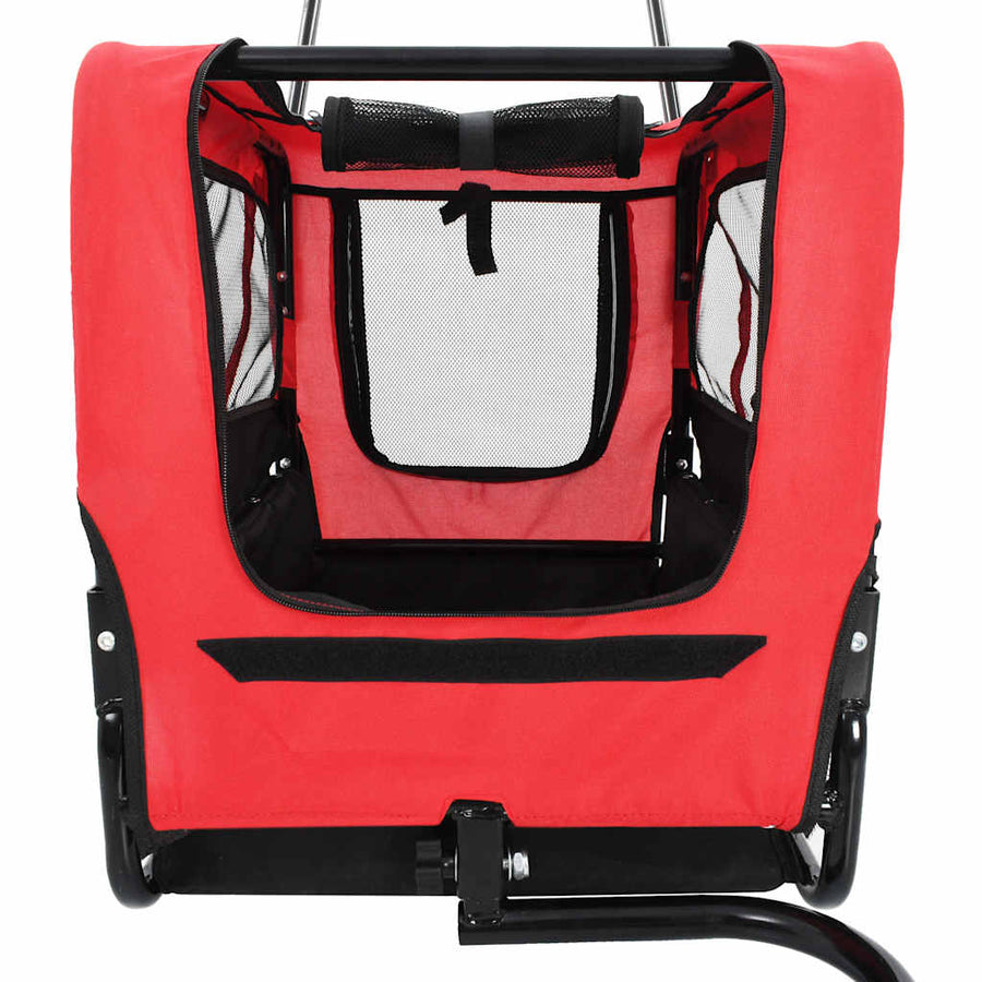 Huisdierenfietskar En Joggingbuggy 2-In-1 Rood en zwart