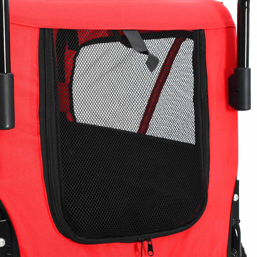 Huisdierenfietskar En Joggingbuggy 2-In-1 Rood en zwart