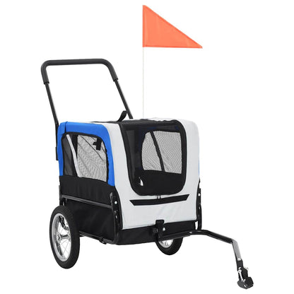 Fietstrailer En Kinderwagen 2-In-1 Grijs en blauw
