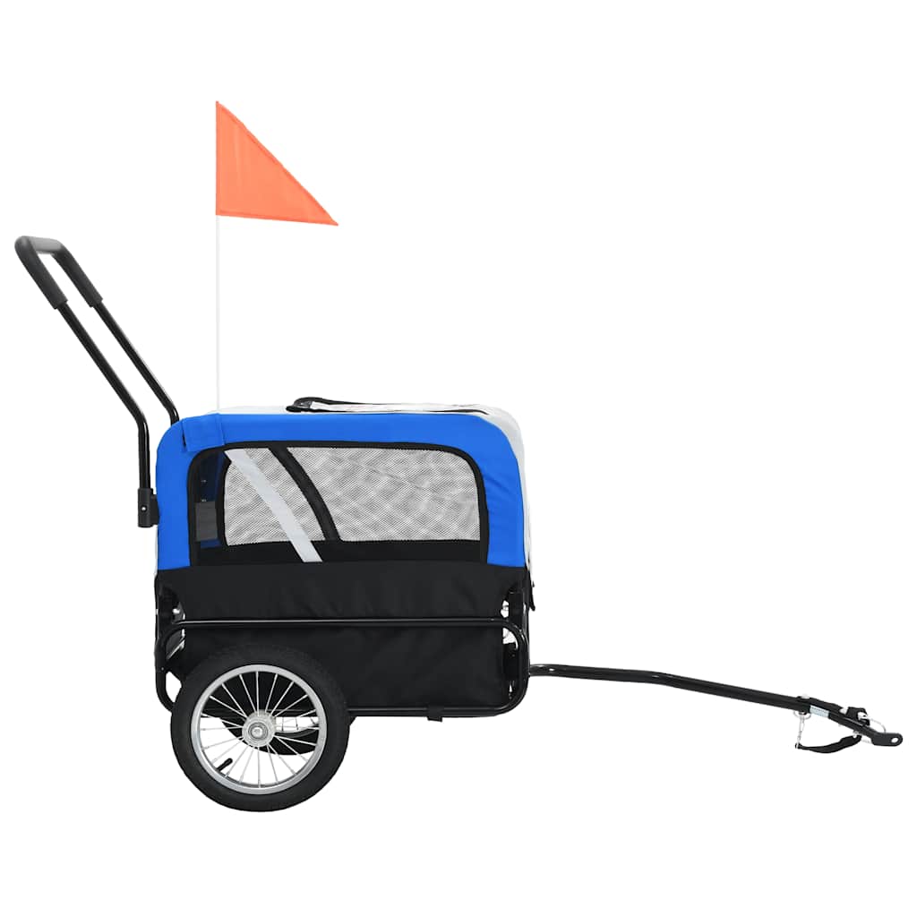 Fietstrailer En Kinderwagen 2-In-1 Grijs en blauw
