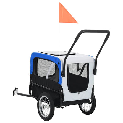 Fietstrailer En Kinderwagen 2-In-1 Grijs en blauw