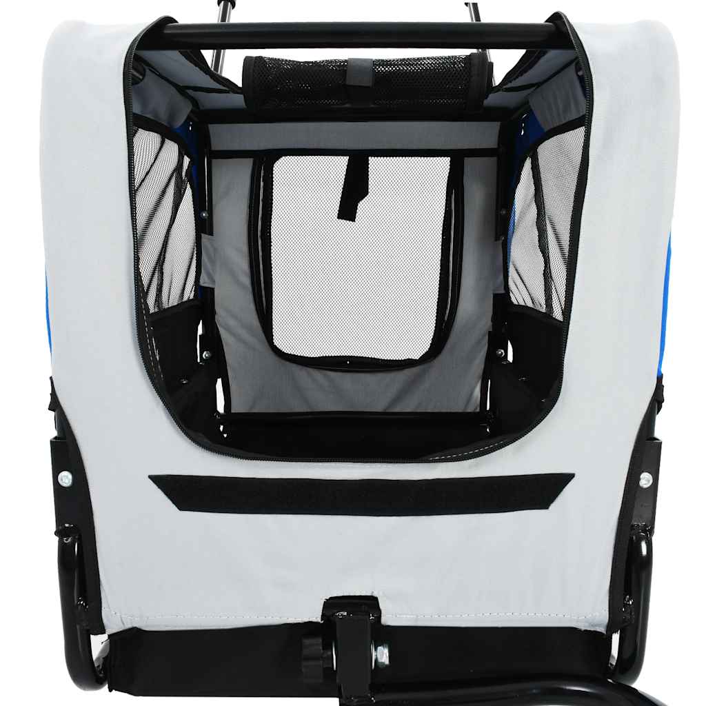 Fietstrailer En Kinderwagen 2-In-1 Grijs en blauw