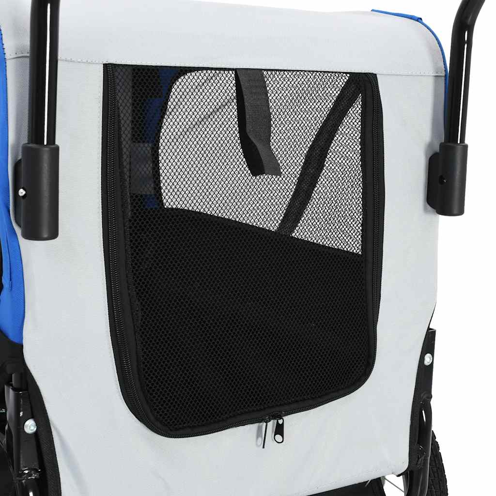 Fietstrailer En Kinderwagen 2-In-1 Grijs en blauw