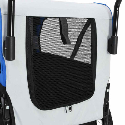 Fietstrailer En Kinderwagen 2-In-1 Grijs en blauw