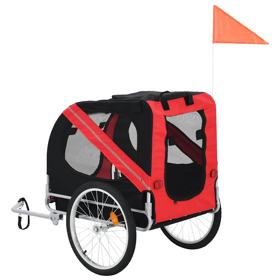 Hondenfietstrailer Rood en zwart