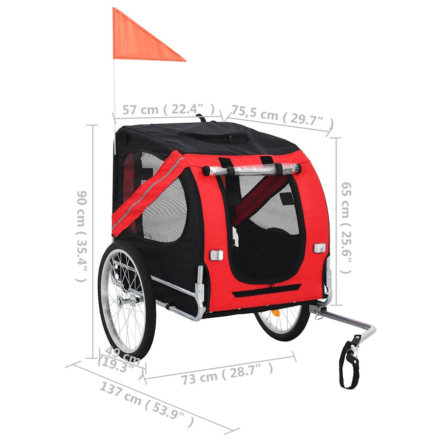 Hondenfietstrailer Rood en zwart