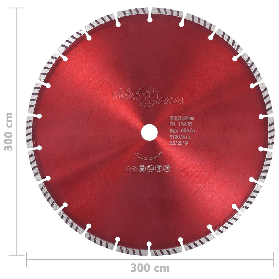 Diamantzaagblad met turbo 300 mm staal 300 mm/20 mm